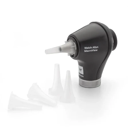 Welch Allyn MacroView Basic LED 238-2 - głowica otoskopu z przezroczystymi wziernikami jednorazowymi LumiView Clear 4,25 mm i 2,75 mm
