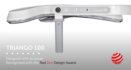Derungs TRIANGO 100, panel sterowania z przyciskami regulacji natężenia światła; nagroda Red Dot Design Award