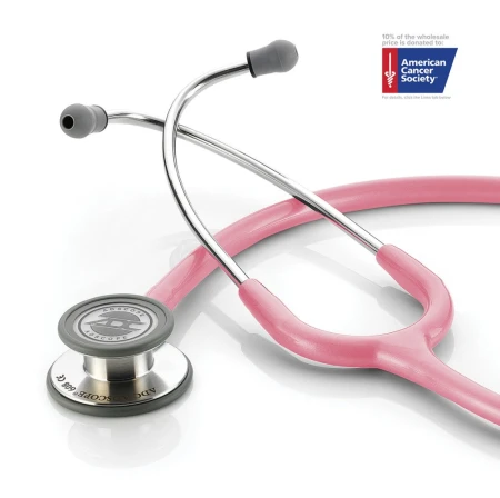 Stetoskop internistyczny ADC Adscope 608 z przewodem w kolorze metalicznym różowym z kolekcji Breast Cancer Awareness