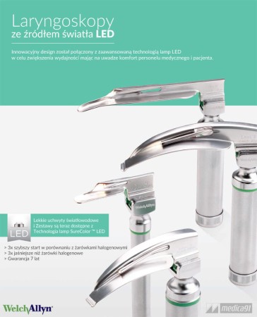 Źródło światła LED w laryngoskopach WelchAllyn