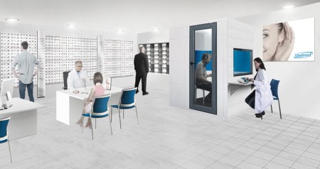 Nowoczesna kabina do badania słuchu S-Premium