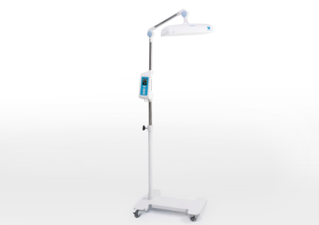 Bistos BT-400 Blue LED, profesjonalna lampa do fototerapii bilirubinowej noworodków z diodami LED 460 nm na regulowanym statywie 5-kołkowym, intensywność napromieniowania 30-40 μW/cm²/nm, certyfikat CE
