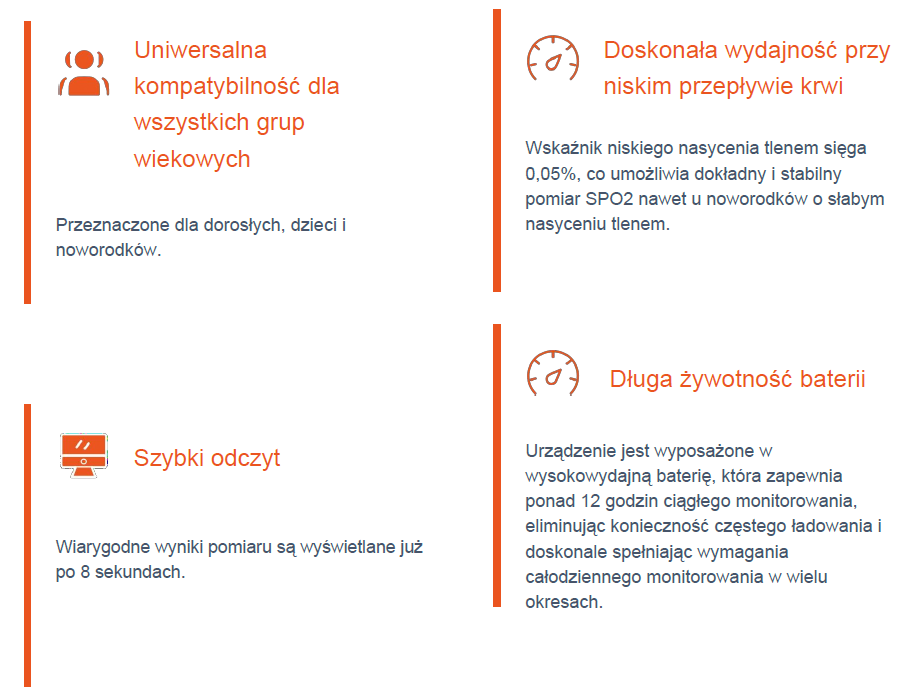 Yonker YK-820A - przenośny pulsoksymetr ręczny ze stacją ładowania parametry